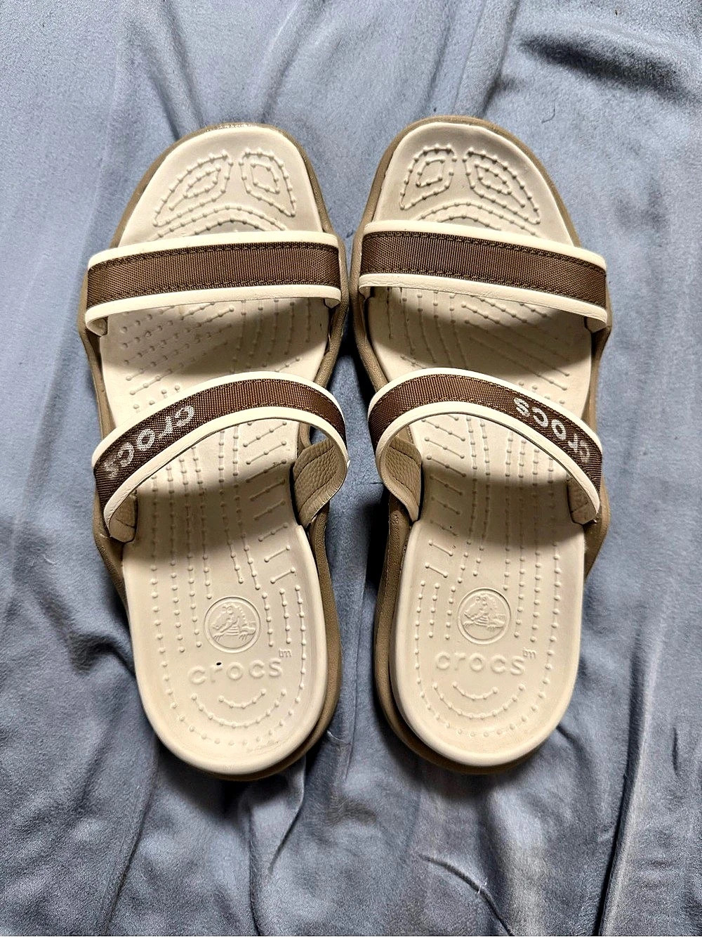 Crocs Patricia Wedge Slide Sandals Brown & Beige US 8